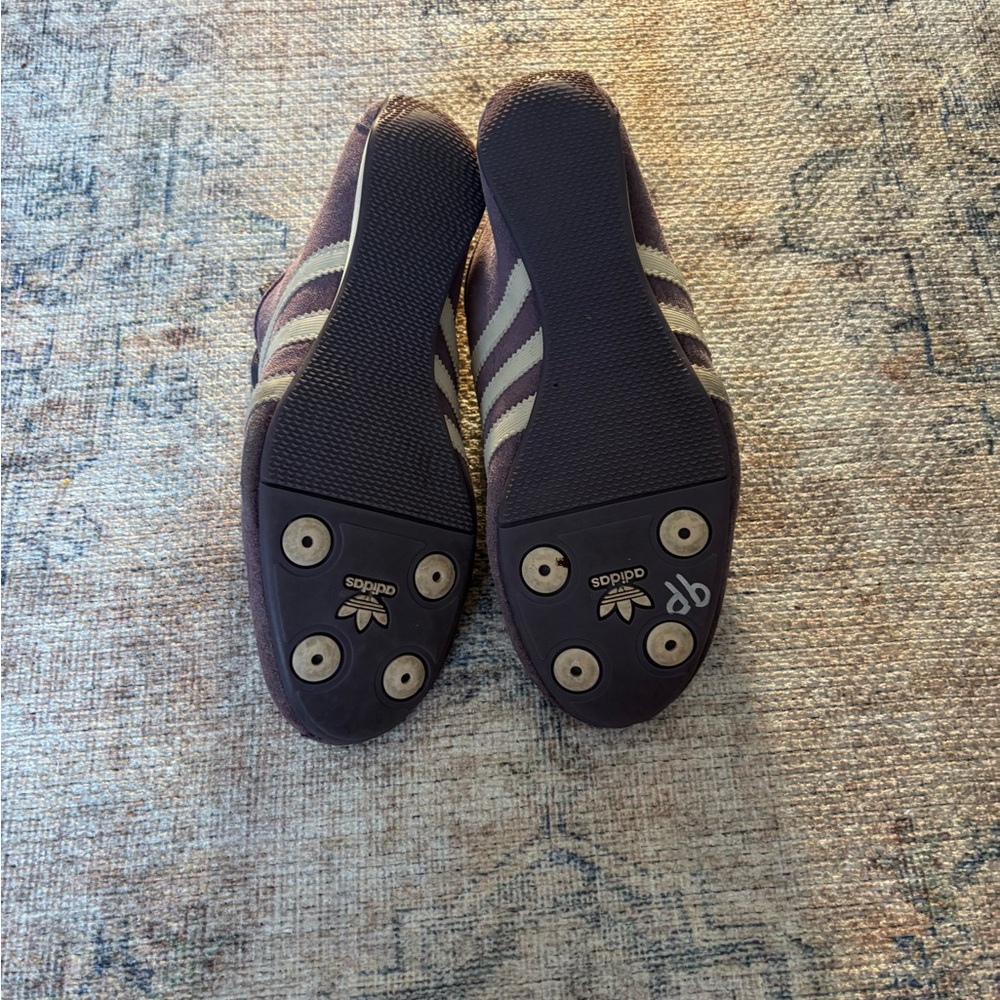 Adidas Okapi Purple Suede Shoes with White Stripes - Picture 12 of 14